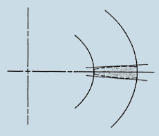 图1 -齿冠上的一个直齿锥齿轮从针状切割过程